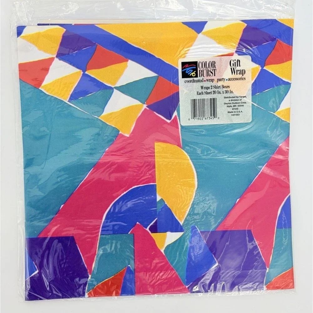 Vintage Color Burst Target Wrapping Paper Gift Wrap Sheets 2 Packages 90s